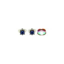 Dynamic Retail Global Set of 3 Rings for Men & Women, Blue-Muklticolor Alloy Ring ()-70