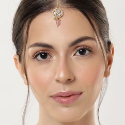 ABDESIGNS Gold-Plated Polki Kundan Studded and Beaded Maang Tikka-image-77