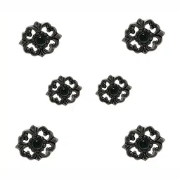 Indianshelf 6Pcs Black Textured Glass Floral Knobs-image-60