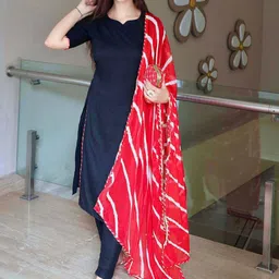 Piyuti Women Regular Sweetheart Neck Kurta And Trousers With Dupatta-picture-51