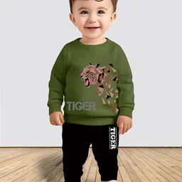 MITANSH Kids Printed Round Neck T-shirt With Trousers-19
