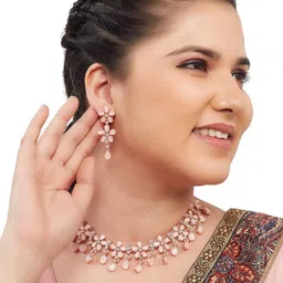 R A Enterprises Rose Gold-Plated Alloy Jewellery Set-16