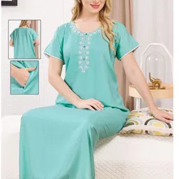 TRUNDZ Women Embroidered Maxi Nightdress-picture-26