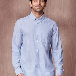 Fabindia Men Relaxed Fit Button-Down Collar Vertical Striped Cotton Casual Shirt-picture-12
