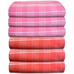 Athom Living Pink & Rust 5 Striped Cotton 210 GSM Bath Towel-14