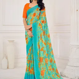Saree mall Floral Pure Chiffon Designer Bagru Sarees-picture-21
