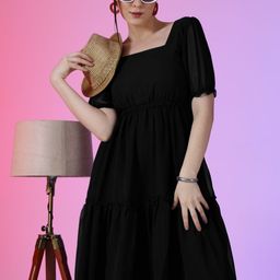 Raiyani Enterprise Women Puff Sleeve Fit & Flare Maxi Dress-image-42