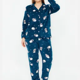 Trendyol Printed Lapel Collar Night Suits-image-84