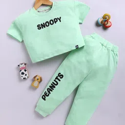 YK X Minute Mirth Girls Peanuts Printed Pure Cotton T-shirt With Joggers-image-38