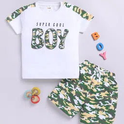 LITTLE NINJA Boys Printed Round Neck Pure Cotton T-shirt With Shorts-image-90