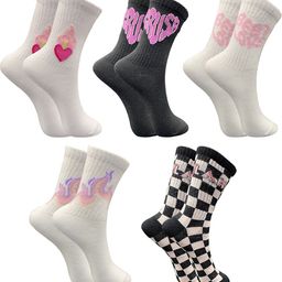 TRAZO Women Pack Of 5 Patterned Printed Calf-Length Socks-28
