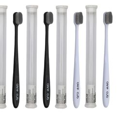 CARE CUB Set Of 4 Flat Ultra Soft Nano 10,000 Oral Toothbrush - Black & White-17
