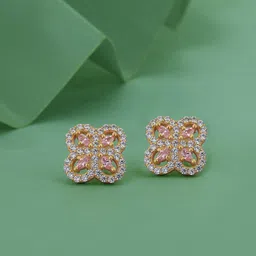 Carlton London 18kt Gold Plated CZ Floral Stud Earrings-51