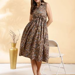 Anouk Women Abstract Printed Cotton A-line Dress-image-6