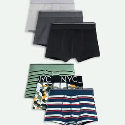ariel Boys Pack Of 6 Assorted Printed Trunks AR-BT-P6-grey_green_str-image-75