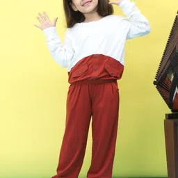 Baawri Girls Colourblocked Sweatshirt With Trouser-image-81