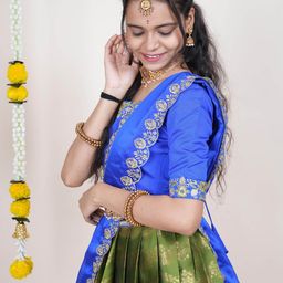 Fabcartz Woven Design Semi-Stitched Lehenga & Unstitched Blouse With Dupatta image 3
