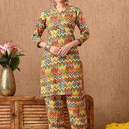Anouk Chevron Printed Shirt Collar Straight Kurta With Salwar-picture-27