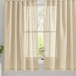 HOMEMONDE Beige 2 Pieces Cotton Window Curtain-9