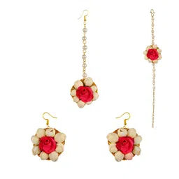 Daizy Gold-Plated Pearls Beaded Floral Jewellery Set-54