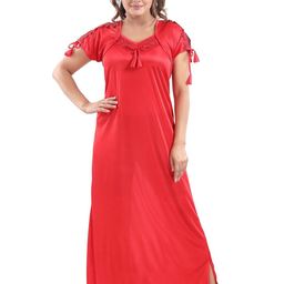 LIFE-TALE Women Red Satin Nightdress-image-64