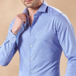 Aldeno Men India Spread Collar Textured Cotton Slim Fit Casual Shirt-image-62