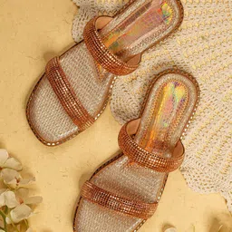 sole mates Women Embellished Open Toe Western Embellished Leather Open Toe Flats-image-80