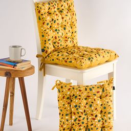 SKANDA FAB Mustard 3 Pieces Cotton Mosaic Printed Chair Pads-image-31