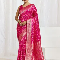 HERE&NOW Ethnic Motifs Woven Design Zari Banarasi Saree-picture-12