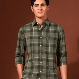 U.S. Polo Assn. Men Classic Tailored Fit Checked Spread Collar Cotton Casual Shirt-image-84