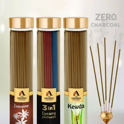 The Aroma Factory 3 Pieces Brown Wooden Incense Sticks- Jasmine, 3 in 1, Kewda-picture-31