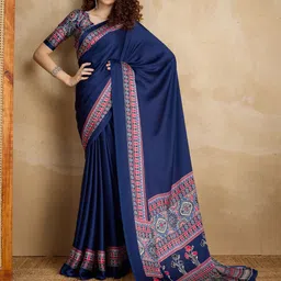 all about you Satin Block Print Saree-picture-6