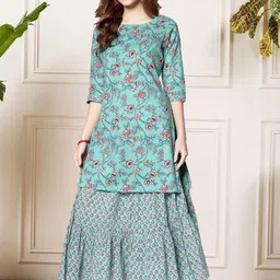 Sera Printed Round Neck Top With Skirt Co-Ords-picture-13