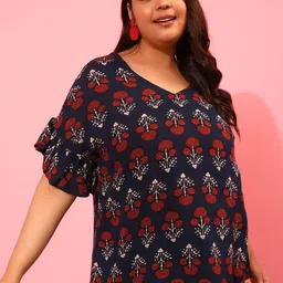 CURVY STREET Floral Print Bell Sleeve Top-picture-58