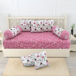 Salona Bichona 8 Pieces Floral Printed Pure Cotton Diwan set-44