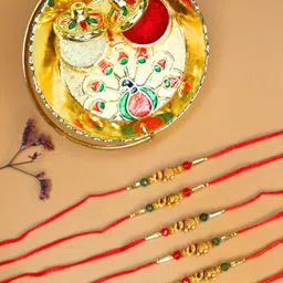 Anouk Set Of 6 Elephant Rakhi & Greeting Card With Pooja Thali-97