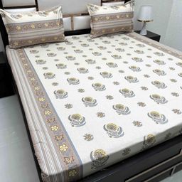 Pure Decor Royal Passion White Floral Cotton 240 TC Queen Bedsheet Set 2.53 x 2.27 m-image-91