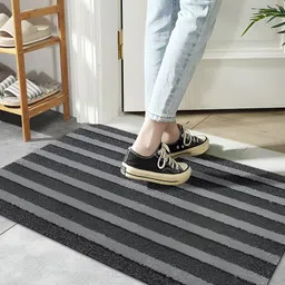 HOKIPO Grey & Black Striped Anti-Skid Doormat-80