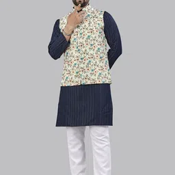 WELL TEX Men Floral Printed Kurta with Pyjama Nehru Jacket-picture-39