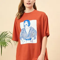Mast & Harbour Women Printed Drop-Shoulder Sleeves T-shirt-picture-28