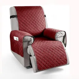 Myntra Elegant Homes Maroon Checked Polyester 1 Piece Sofa Cover With Arms-image-11