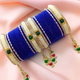 BeautyTrends Set Of 32 Gold-Plated AD Studded Latkan Chuda Bangle-image-27