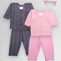 Tiny Bugs Infants Pack Of 2 Striped Cotton Thermal Set-picture-24