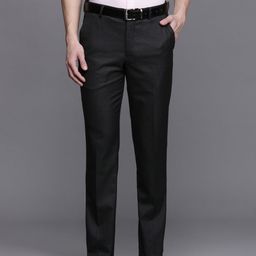 Louis Philippe Men Textured Slim Fit Formal Trousers-picture-10