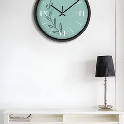 OLIVE TREE Black & Green Printed Contemporary Wall Clock-image-83