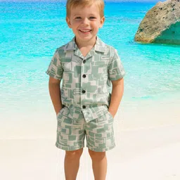 FASHION GRAB Boys Printed Pure Cotton Shirt with Shorts-50