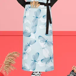 ArtzFolio Blue & White Printed Cotton Aprons-47
