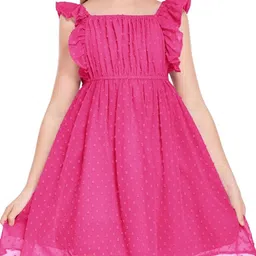 R Cube Flutter Sleeve Georgette Fit & Flare Midi Dress image 2