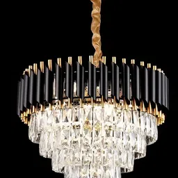 Weldecor Gold-Toned & Black Textured Glass Ceiling Lamp-23