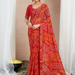 KALINI Bandhani Zari Pure Chiffon Bandhani Saree-picture-27